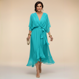 Regina | Kleid aus chiffon mit scollo mit V