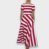 Handgenähtes gestreiftes Maxikleid