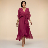 Regina | Kleid aus chiffon mit scollo mit V