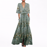 Edith | Elegantes Maxikleid mit tiefem Ausschnitt