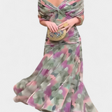 Magda - Langes florales Kleid mit V-Ausschnitt