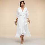 Regina | Kleid aus chiffon mit scollo mit V