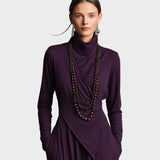 Teresa - Maxikleid aus asymmetrischem Strick mit Kragen