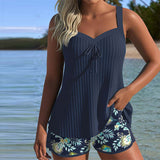 Lena | Zweiteiliger gestreifter Tankini mit Strandshorts