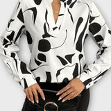 Joana - Elegante Bluse mit langen Ärmeln und V-Ausschnitt