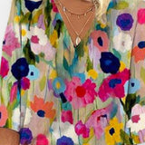 Blumenbluse mit V-Ausschnitt