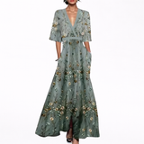 Irmgard | Elegantes langes Kleid mit Blumen