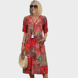 Leontýna – Midi-Kleid mit V-Ausschnitt