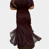 Magda - Langes florales Kleid mit V-Ausschnitt