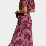 Magda - Langes florales Kleid mit V-Ausschnitt