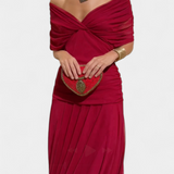 Magda - Langes florales Kleid mit V-Ausschnitt