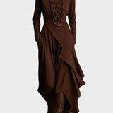 Teresa - Maxikleid aus asymmetrischem Strick mit Kragen