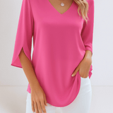Top elegant mit V-Ausschnitt und offenen Ärmeln