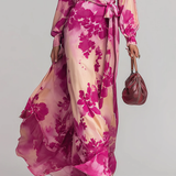 Annika | Maxikleid mit Blumenmuster mit V-Ausschnitt und Gürtel