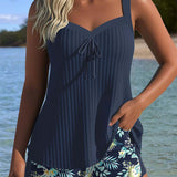 Lena | Zweiteiliger gestreifter Tankini mit Strandshorts