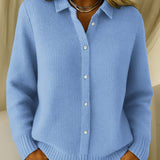 Adéla – Elegante Damenstrickbluse mit Knöpfen
