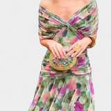 Magda - Langes florales Kleid mit V-Ausschnitt