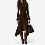 Silvia™ Asymmetrisches Kleid in Schokoladenfarbe