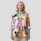 Ida | Legere Bluse mit farbenfrohem Cartoon-Hund